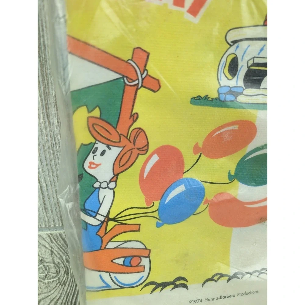 Vintage The FLINTSTONES Happy Birthday Table Cloth FUTURA 52 X 96 Disposable